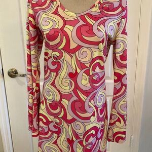 Unbranded Pink 70’s Look Long Sleeve Mini Dress size M